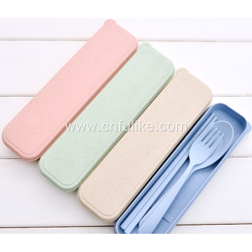 3pcs Portable Wheat Straw Plastic Cutlery